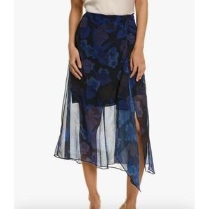Ted Baker Womens Lexy‎ Midi Skirt Size 4 IS 10 Sheer Blue